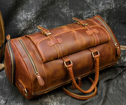 Retro Crazy Leather Men's Travel Bag