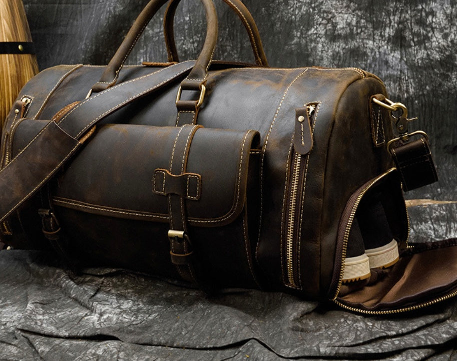 Retro Crazy Leather Men's Travel Bag