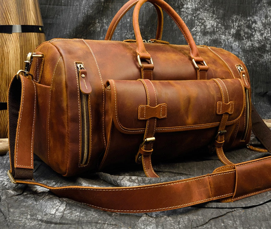 Retro Crazy Leather Men's Travel Bag