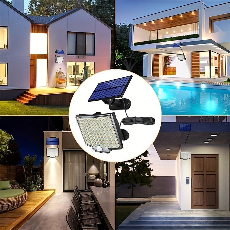 106LED Split Solar Light Outdoor Waterproof With Motion Sensor Floodlight Remote Control 3 Modes For Patio Garage