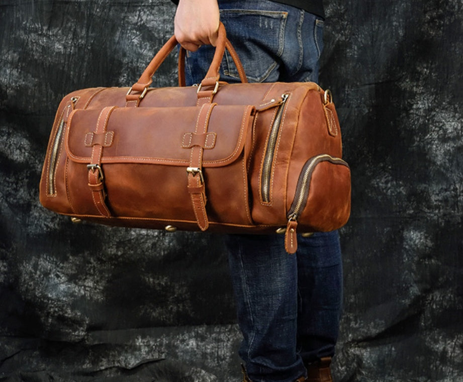 Retro Crazy Leather Men's Travel Bag