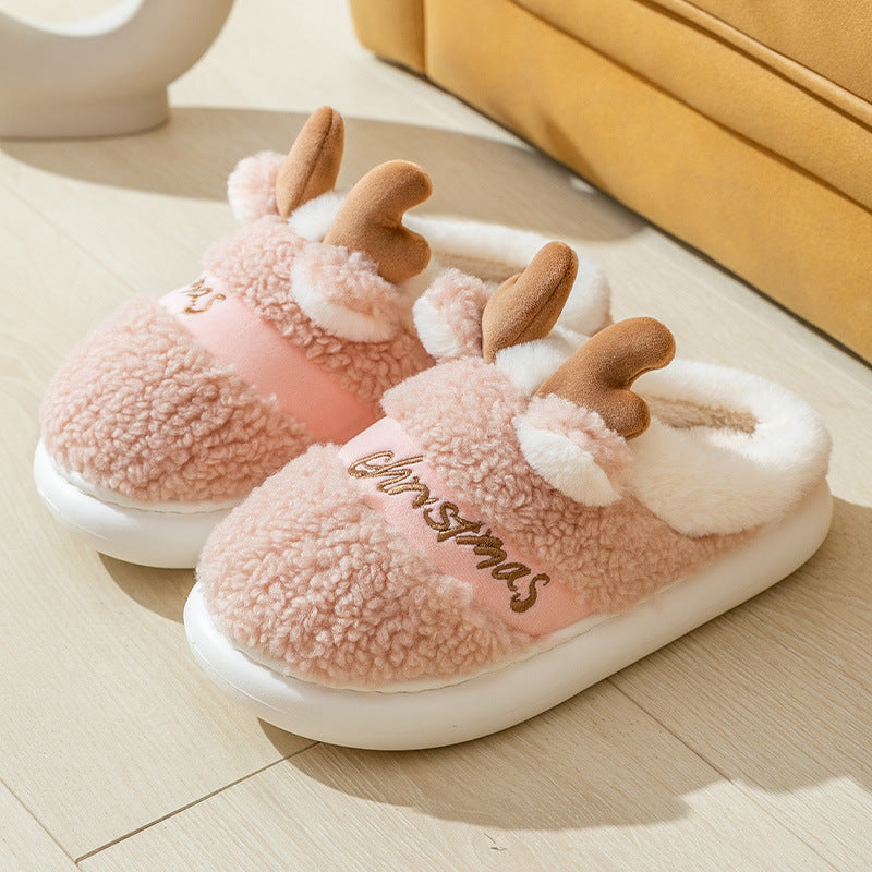 Christmas Shoes Winter Home Slippers Elk Soft Cozy Bedroom Slipper Slip On House Shoes