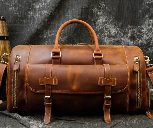 Retro Crazy Leather Men's Travel Bag