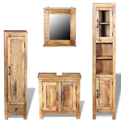 4 Piece Bathroom Furniture Set Solid Wood Reclaimed