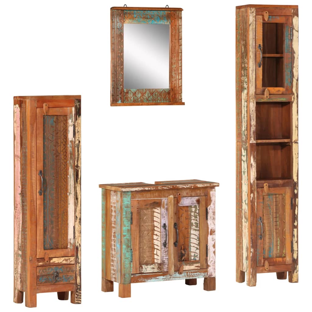 4 Piece Bathroom Furniture Set Solid Wood Reclaimed