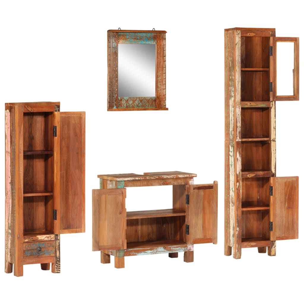 4 Piece Bathroom Furniture Set Solid Wood Reclaimed