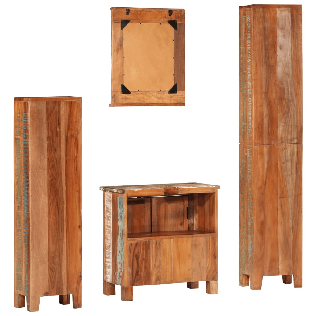 4 Piece Bathroom Furniture Set Solid Wood Reclaimed