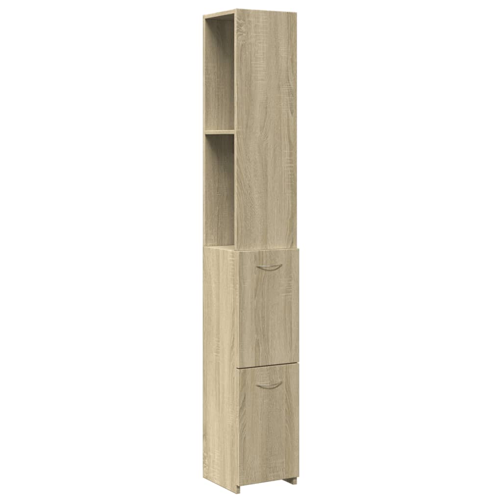 Bathroom Cabinet Sonoma Oak 25X26.5X170 Cm Engineered Wood