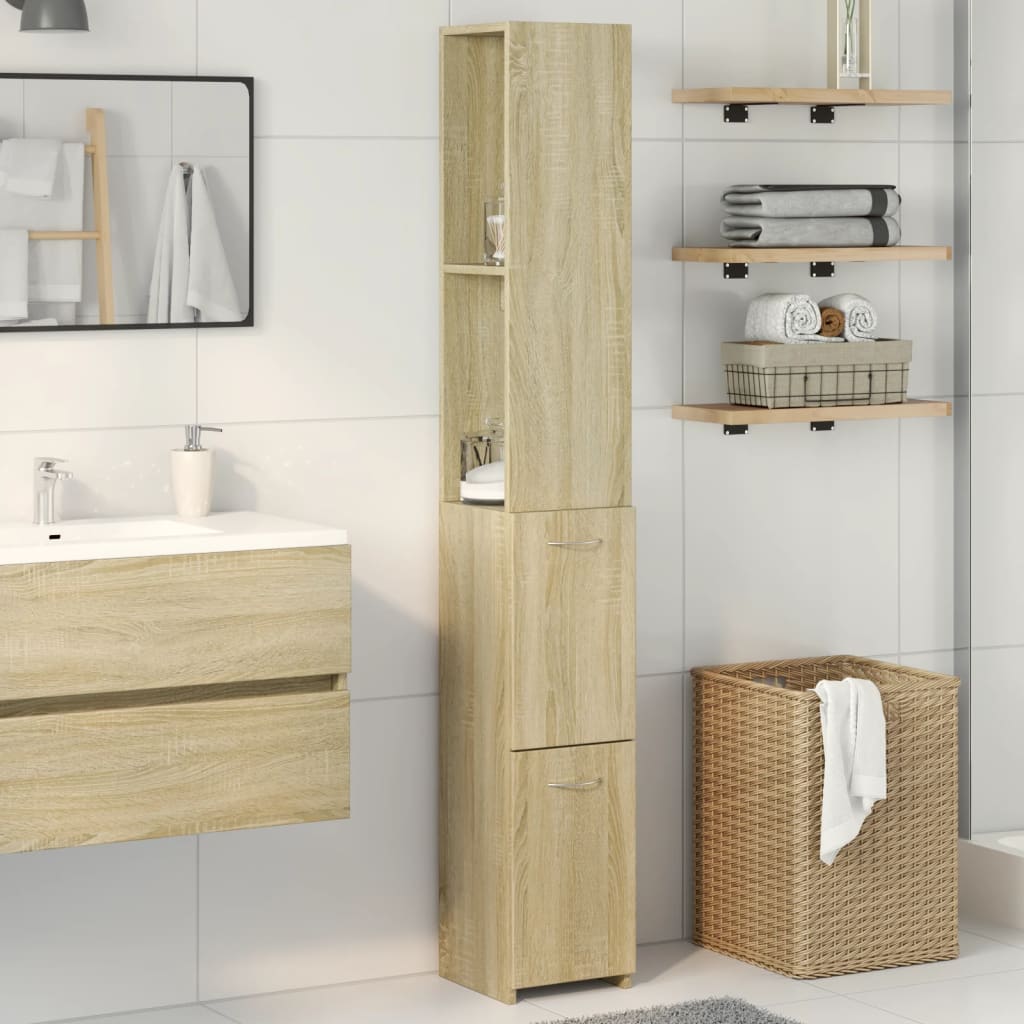 Bathroom Cabinet Sonoma Oak 25X26.5X170 Cm Engineered Wood