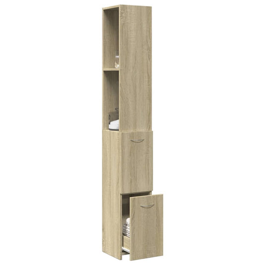 Bathroom Cabinet Sonoma Oak 25X26.5X170 Cm Engineered Wood