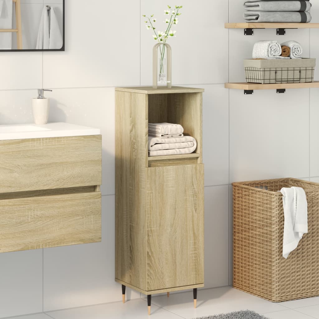 Bathroom Cabinet Sonoma Oak 30X30X100 Cm Engineered Wood