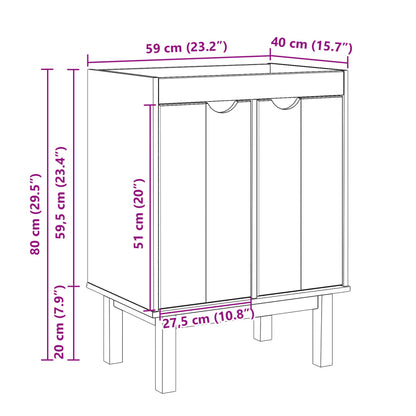 Bathroom Sink Cabinet Otta 59X40X80 Cm Solid Wood Pine