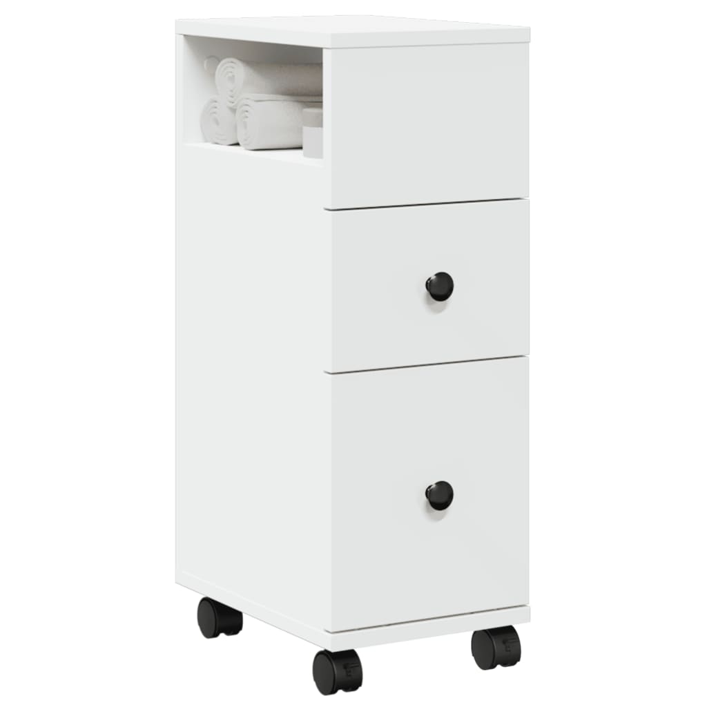 Narrow Bathroom Cabinet With Wheels Engineered Wood