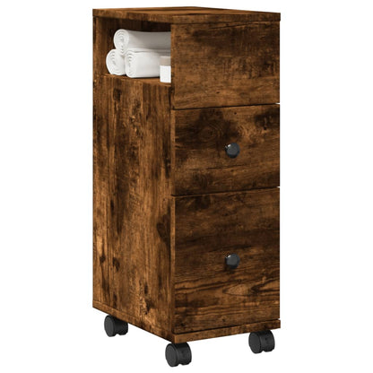 Narrow Bathroom Cabinet With Wheels Engineered Wood