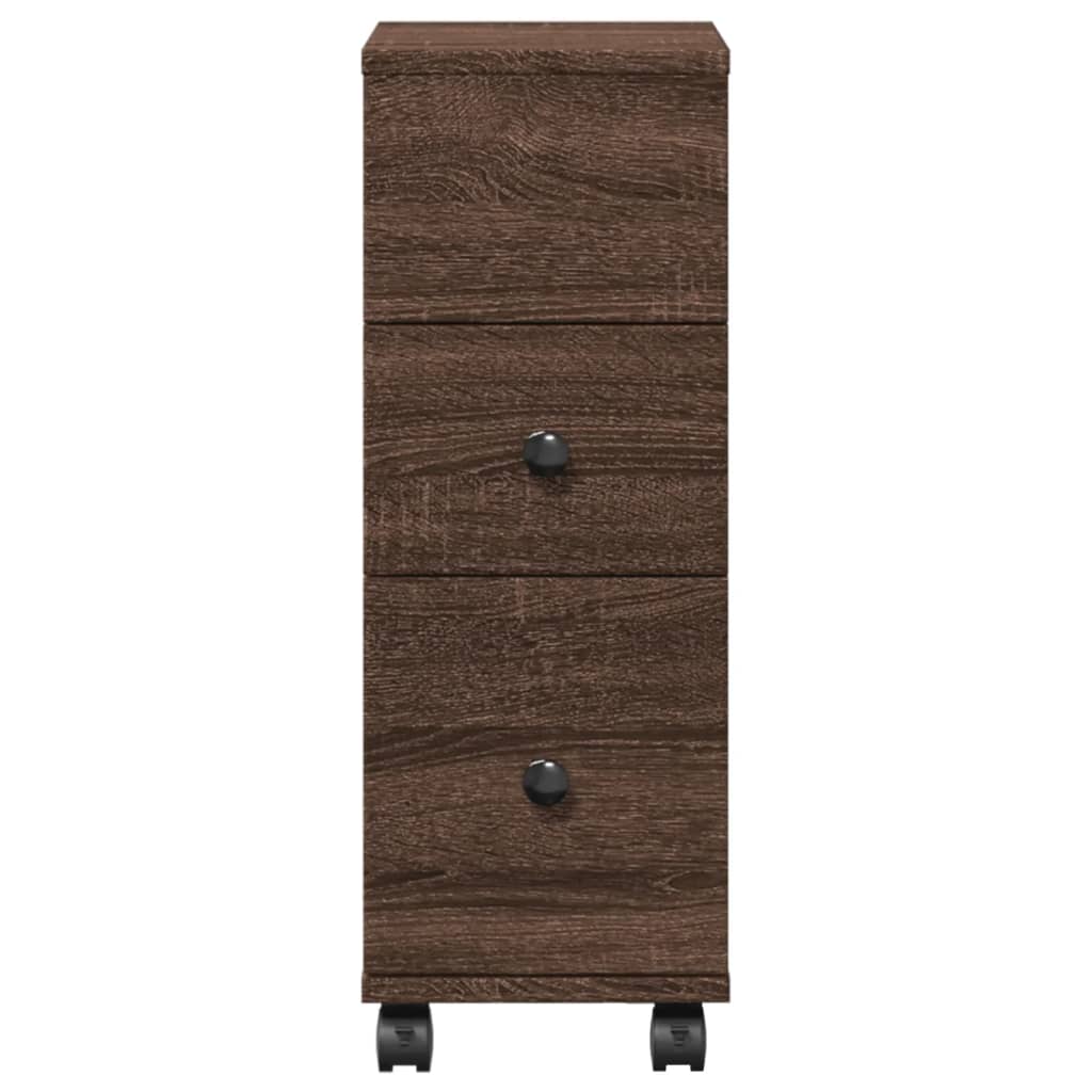 Narrow Bathroom Cabinet With Wheels Engineered Wood