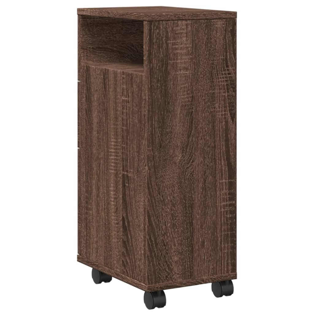 Narrow Bathroom Cabinet With Wheels Engineered Wood