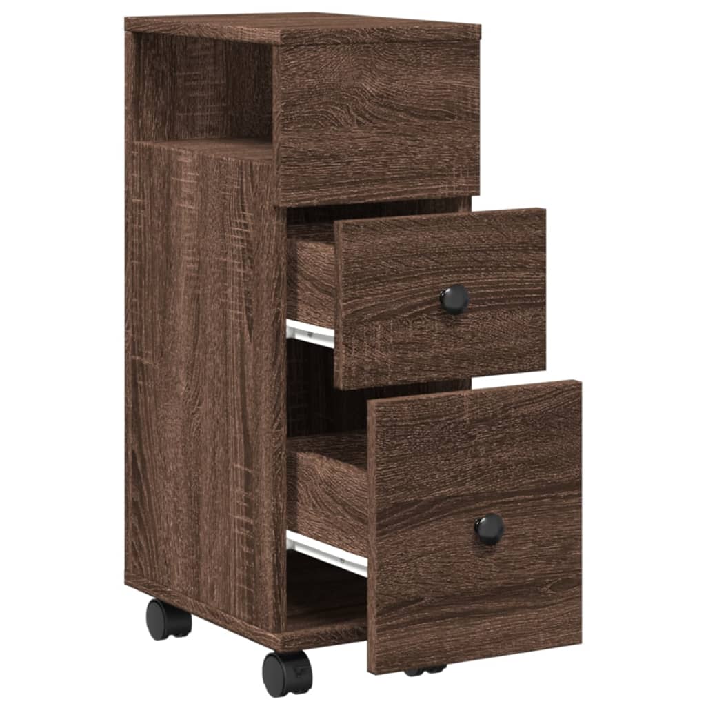 Narrow Bathroom Cabinet With Wheels Engineered Wood