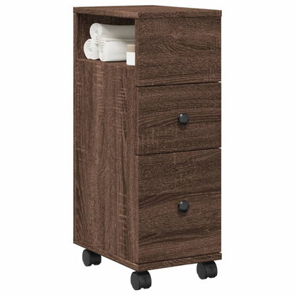 Narrow Bathroom Cabinet With Wheels Engineered Wood