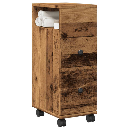 Narrow Bathroom Cabinet With Wheels Engineered Wood