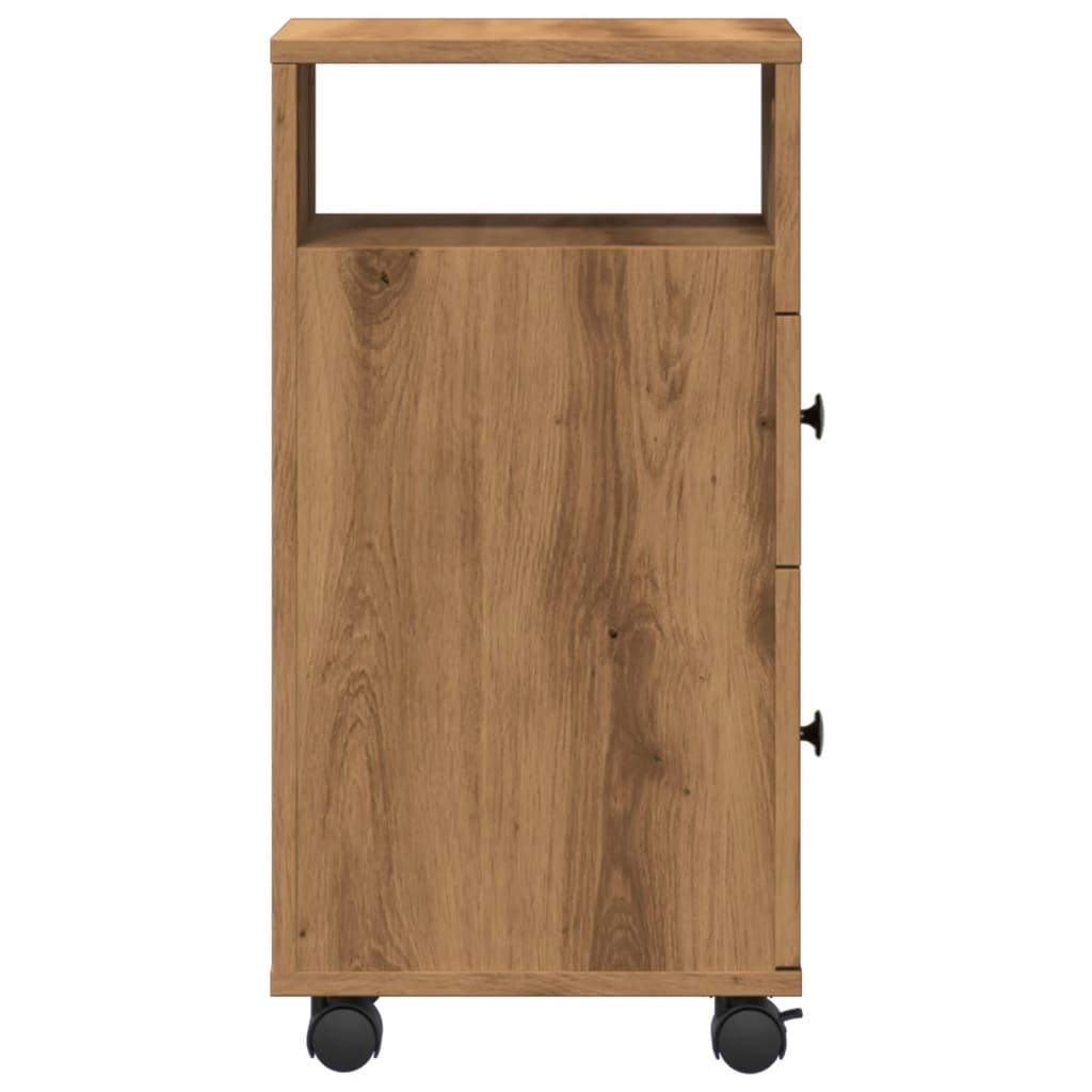 Narrow Bathroom Cabinet With Wheels Artisian Oak Engineered Wood