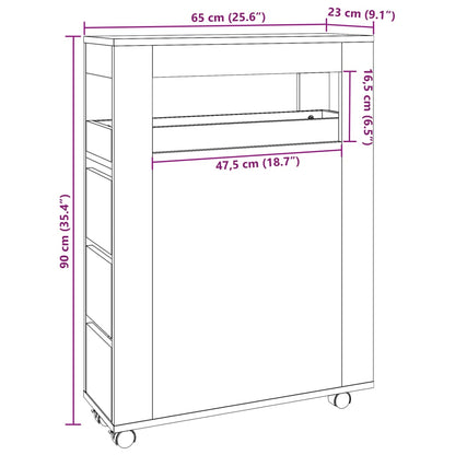 Narrow Bathroom Cabinet With Wheels Engineered Wood