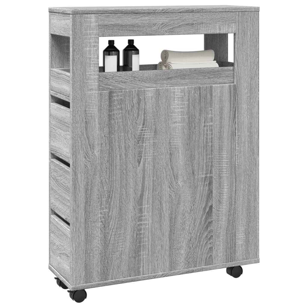 Narrow Bathroom Cabinet With Wheels Engineered Wood