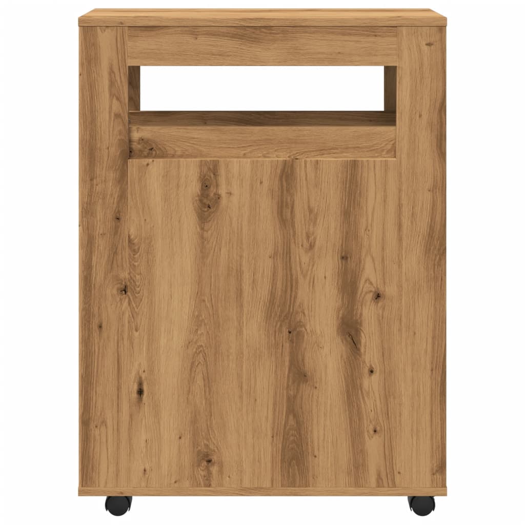 Narrow Bathroom Cabinet With Wheels Artisian Oak Engineered Wood