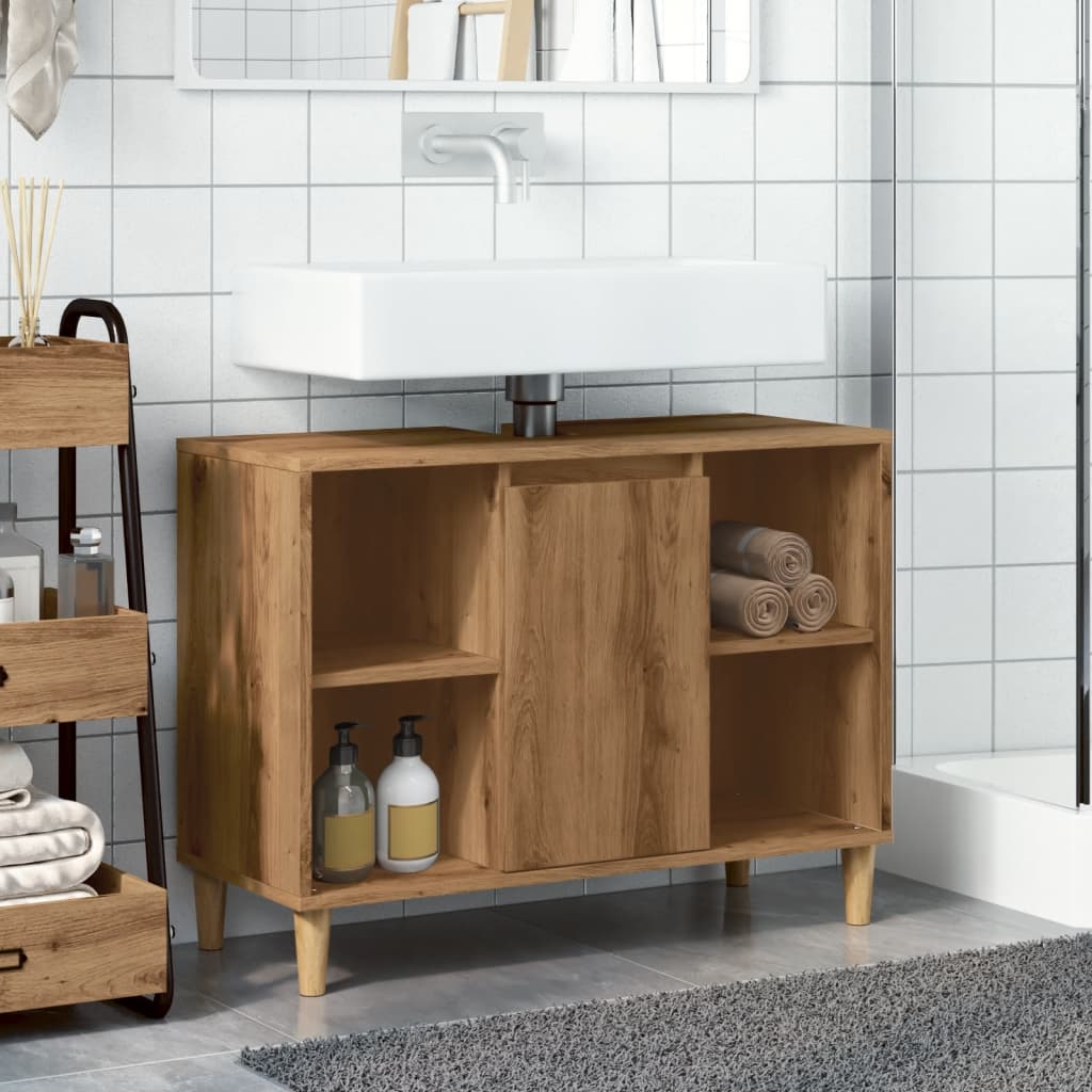 Bathroom Cabinet Artisian Oak 80X33X60 Cm Engineered Wood