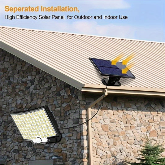 106LED Split Solar Light Outdoor Waterproof With Motion Sensor Floodlight Remote Control 3 Modes For Patio Garage