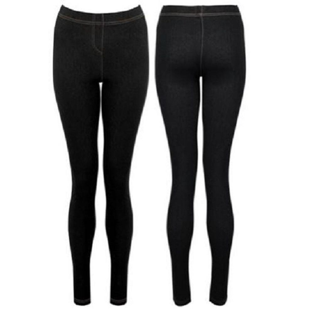 Ladies Denim Look Stretch Elasticated Slim Fit Jeggings