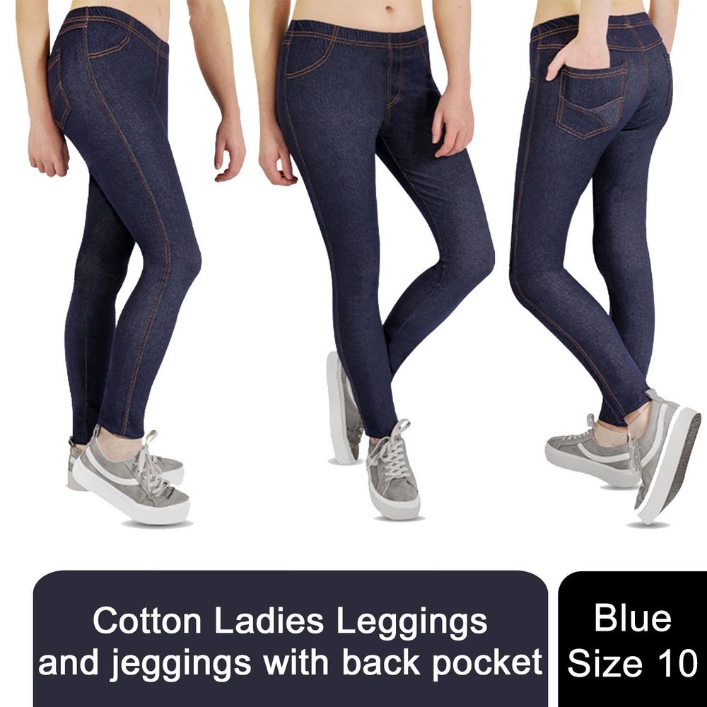 Ladies Denim Look Stretch Elasticated Slim Fit Jeggings