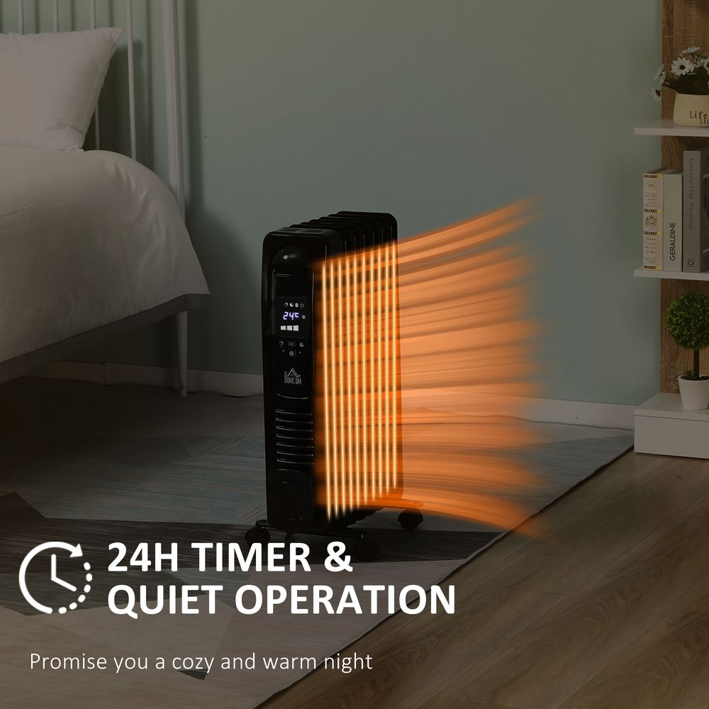 1500W Digital Oil Filled Radiator Portable Electric Heater with LED Display