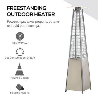 10.5KW Patio Gas Heater Outdoor Pyramid Propanes Heater w/ Cover