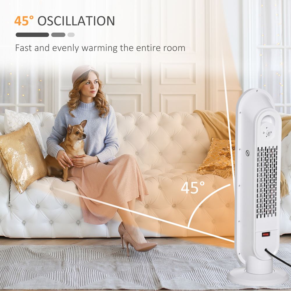 Ceramic Space Heater, Oscillation, Remote Overheat Protection, 1200/2000W