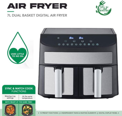 Domestic King 7L Digital Dual Basket 2400W Air Fryer- DK18094