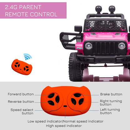 12V Kids Electric Ride On Car Truck Off-road Toy W/ Remote Control Pink HOMCOM